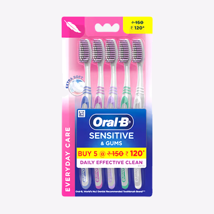 Oral-B Tooth Brush Sensitive And Gums Extra Soft Set Of 5